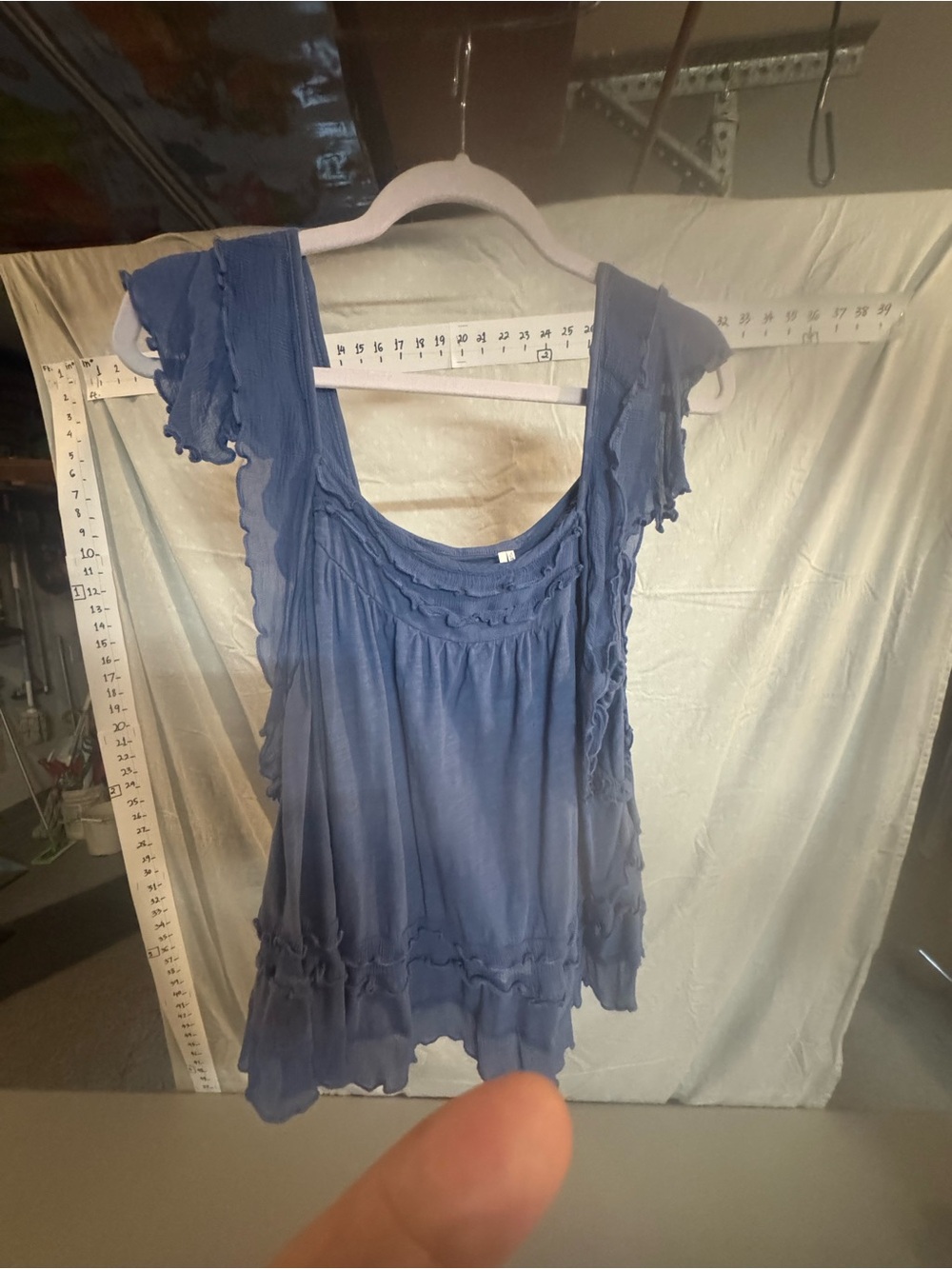 Anthropologie Blue Ruffled Scoop-Neck Camisole - Picture 2 of 6